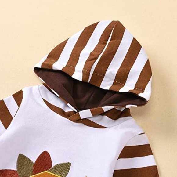 NEW! Baby Boy Girl My 1st Thanksgiving Long Sleeve Hoodie Romper Baby Clothes 😊 - Picture 5 of 5